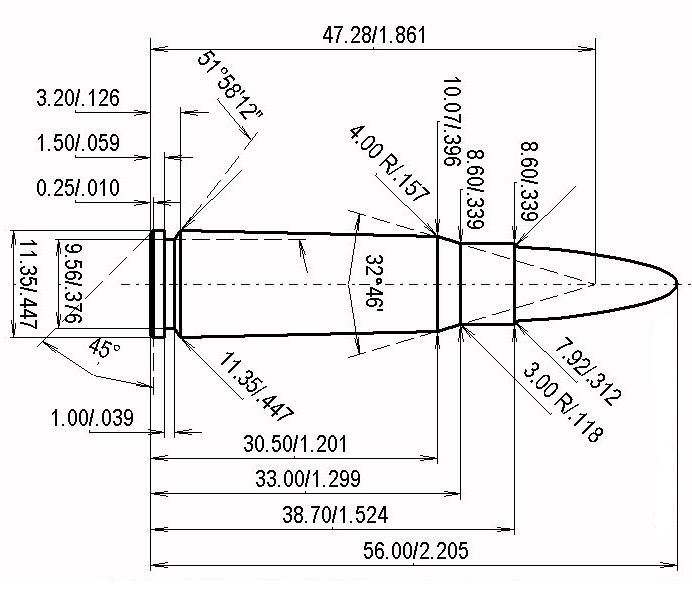 7.62x39 Kaliber Maße und technische Spezifikationen