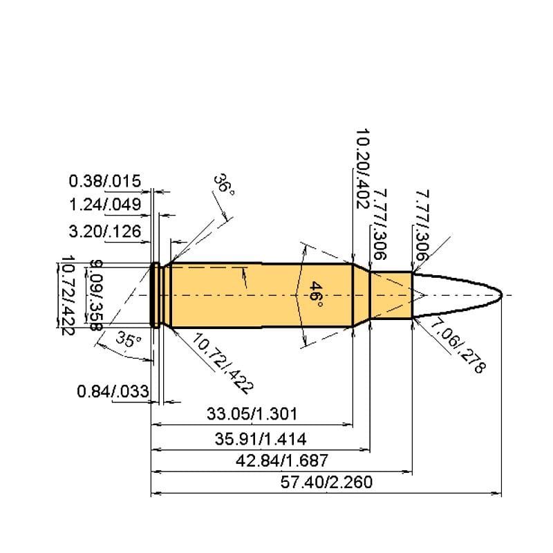 6.8 mm Rem. SPC Kaliber Maße und technische Spezifikationen